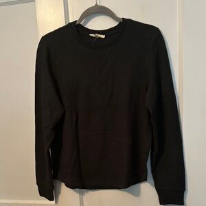 Madewell Black Waffle Knit Long Sleeve Top